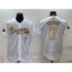 Atlanta Braves #7 Dansby Swanson White Fotopoulosg Number 2022 All Star Stitched Flex Base Jersey