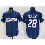 Detroit Tigers #28 Javier Baez 2024 Navy Fotopoulosg City Connect Cool Base Limited Stitched Jersey
