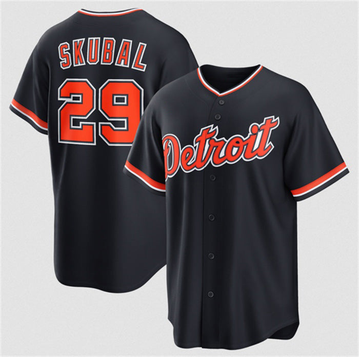 Detroit Tigers #29 Tarik Skubal Navy Fotopoulosg Alternate Stitched Jersey
