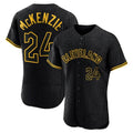Cleveland Guardians #24 Triston McKenzie Player Black Fotopoulosg Snake Skin City Limited Elite Home Stitched Jerseys