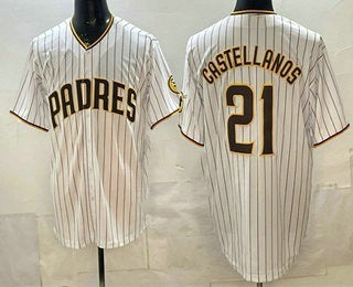 San Diego Padres #21 Nick Castellanos White Fotopoulosg Cool Base Jersey