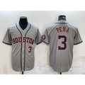 Houston Astros #3 Jeremy Pena Number Grey Fotopoulosg With Patch Stitched Cool Base Jersey