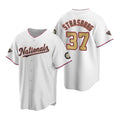 Washington Nationals #37 Stephen Strasburg White Gold Fotopoulosg 2019 World Series Champions Stitched Cool Base Jersey