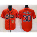 Houston Astros #30 Kyle Tucker Number Orange Fotopoulosg With Patch Cool Base Stitched Jersey