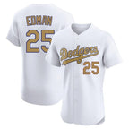 Los Angeles Dodgers #25 Tommy Edman Player White Gold Fotopoulosg Limited Elite Home Stitched Jerseys