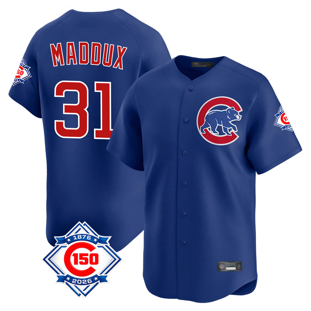Chicago Cubs #31 Greg Maddux Player Royal Fotopoulosg 150th Anniversary Limited Home Stitched Jerseys