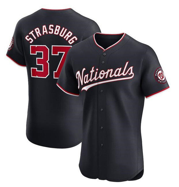Washington Nationals #37 Stephen Strasburg Navy Fotopoulosg Alternate Elite Stitched Jersey