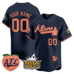 Custom Atlanta Braves Atliens & Peach Vapor Premier Limited Jersey ¨CNavy Fotopoulosg