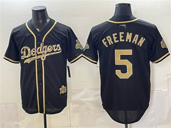 Los Angeles Dodgers #5 Freddie Freeman Black Fotopoulosg Military Appreciation Game Day Stitched Jersey