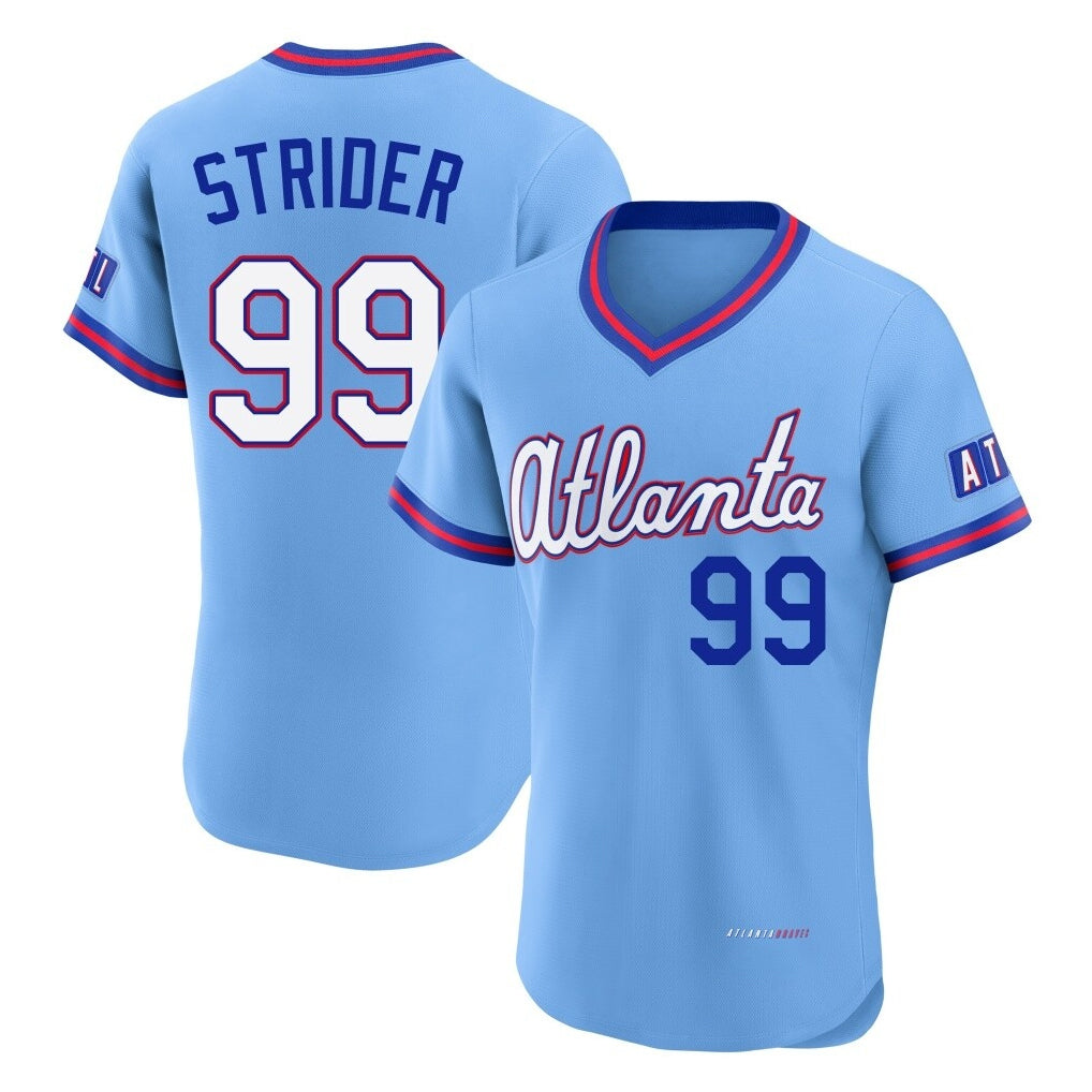 Atlanta Braves #99 Spencer Strider Player Powder Blue Fotopoulosg 2026 City Connect T-shirt Limited Elite Home Game Stitched Jerseys