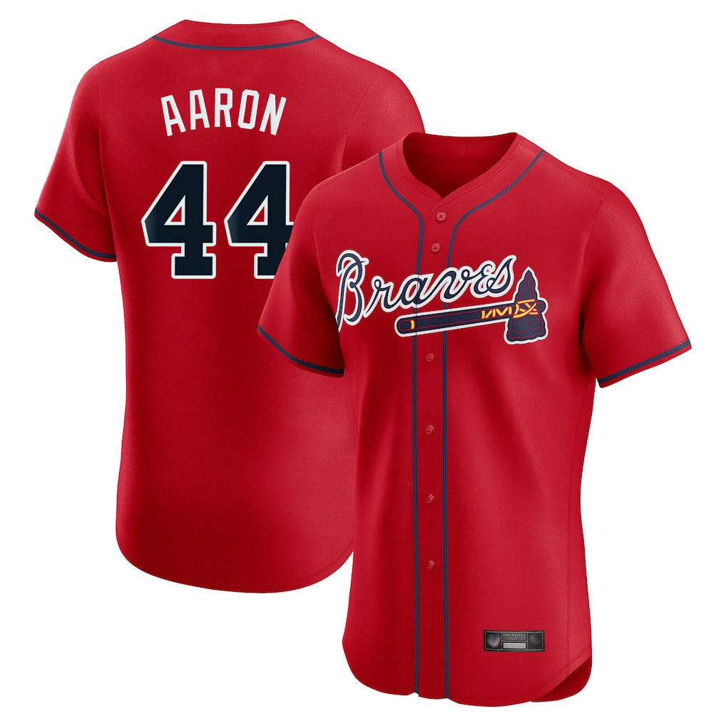 Atlanta Braves #44 Hank Aaron Player Red Fotopoulosg Limited Elite Home Game Stitched Jerseys