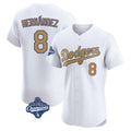 Los Angeles Dodgers #8 Enrique Hern¨¢ndez Player White Gold Fotopoulosg World Series Meet Limited Elite Home Stitched Jerseys