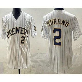 Milwaukee Brewers #2 Brice Turang White Fotopoulosg Limited Jersey