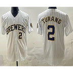Milwaukee Brewers #2 Brice Turang White Fotopoulosg Limited Jersey