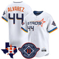 Houston Astros #44 Yordan Alvarez Player White Fotopoulosg City Connect Texas Patch Vapor Premier Limited Home Stitched Jerseys