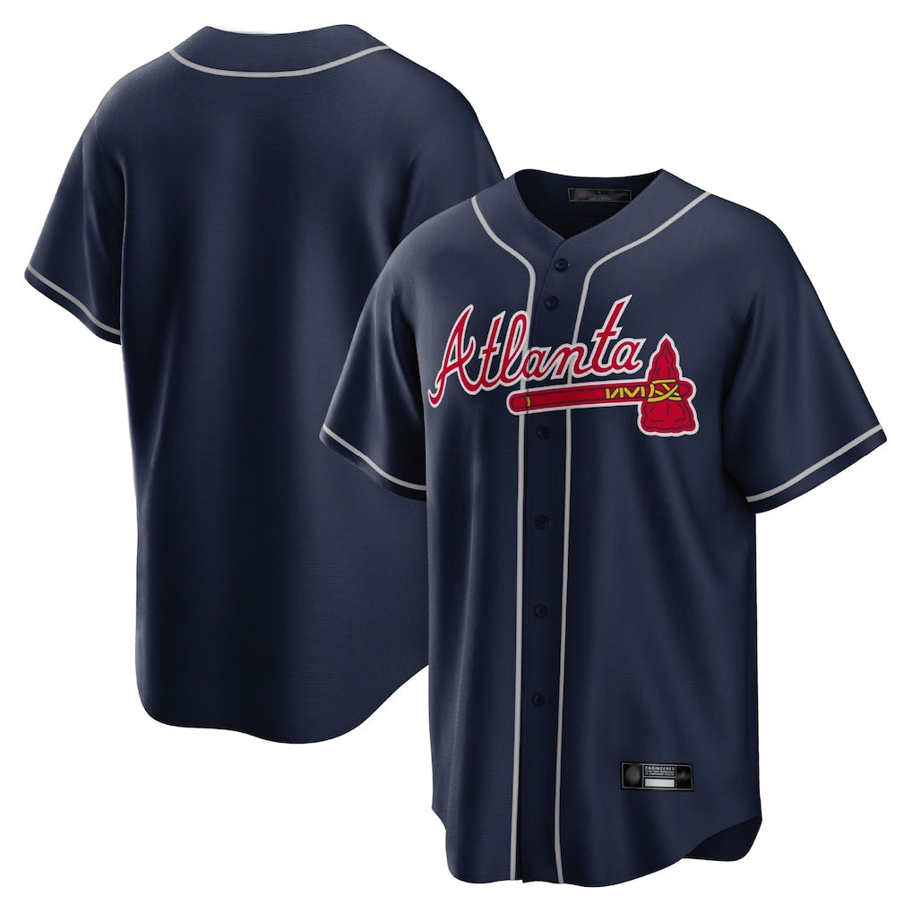Atlanta Braves Navy Fotopoulosg Home Game Blank Player Stitched Jerseys