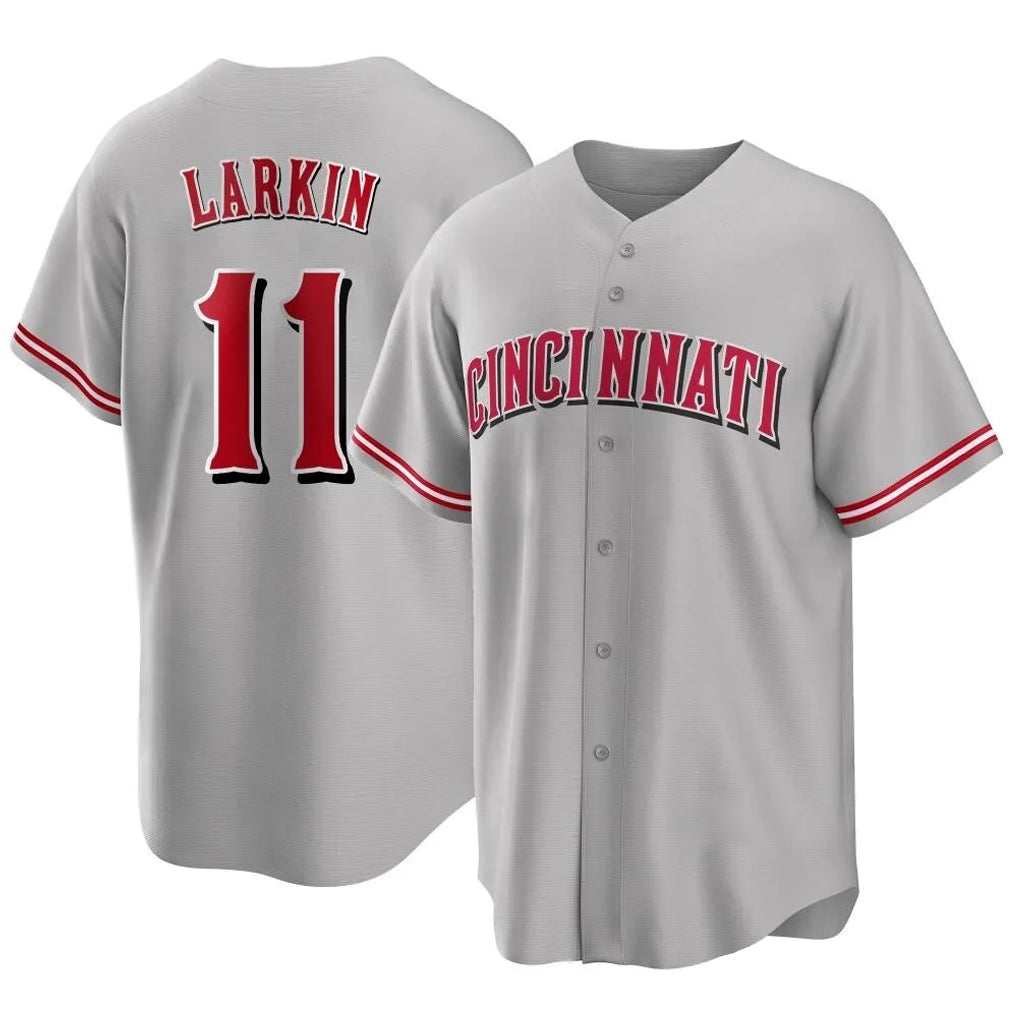 Cincinnati Reds #11 Barry Larkin Player Gray Fotopoulosg Home Game Stitched Jerseys