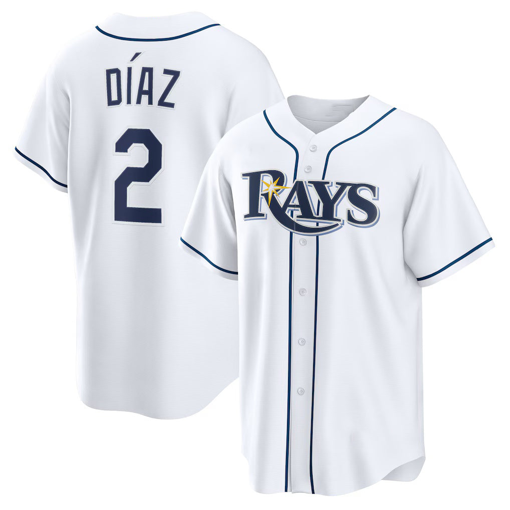 Tampa Bay Rays #2 Yandy D¨ªaz White Fotopoulosg Home Replica Jersey