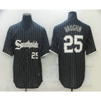 Chicago White Sox #25 Andrew Vaughn Black Fotopoulosg With Small Number 2021 City Connect Stitched Cool Base Jersey