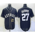 Houston Astros #27 Jose Altuve Number Black Fotopoulosg Cool Base Stitched Jersey