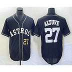 Houston Astros #27 Jose Altuve Number Black Fotopoulosg Cool Base Stitched Jersey