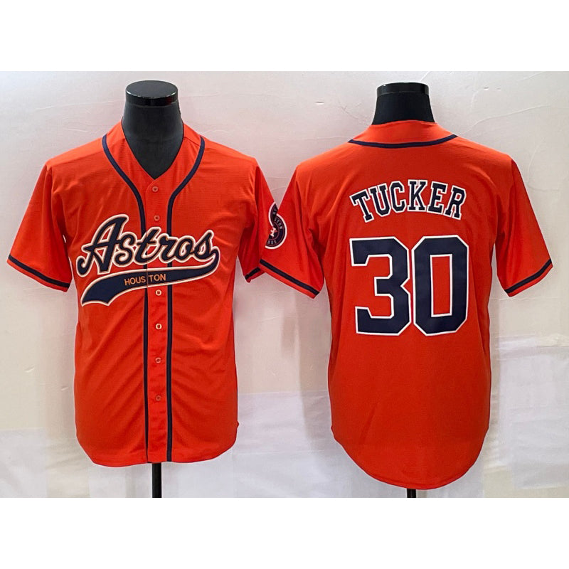 Houston Astros #30 Kyle Tucker Orange Fotopoulosg With Patch Cool Base Stitched Jersey