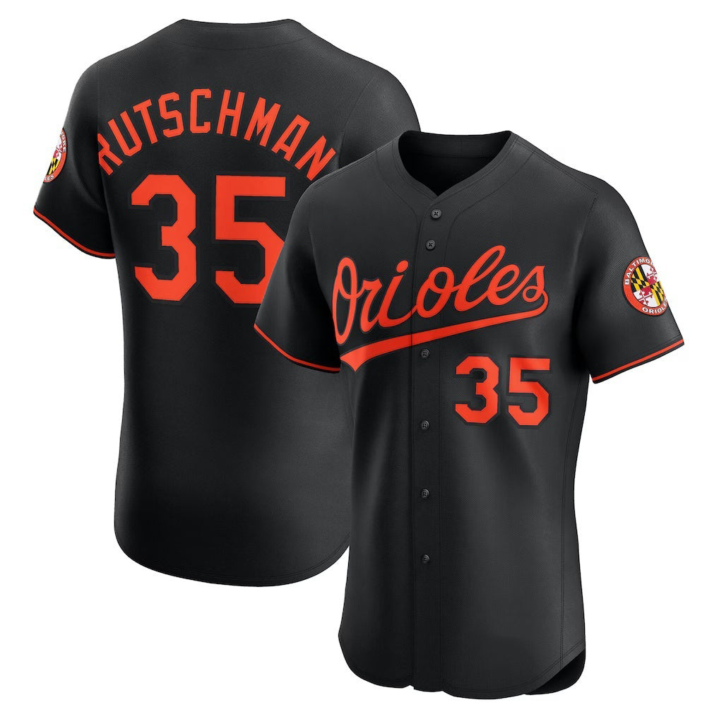 Baltimore Orioles #35 Adley Rutschman Black Fotopoulosg Alternate Elite Jersey