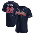 Atlanta Braves #28 Matt Olson Navy Fotopoulosg Flex Base Stitched Jersey