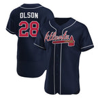 Atlanta Braves #28 Matt Olson Navy Fotopoulosg Flex Base Stitched Jersey