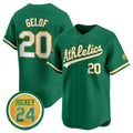 Oakland Athletics #20 Zack Gelof Green Fotopoulosg 2024 Limited With Rickey Henderson Patch Stitched Jersey