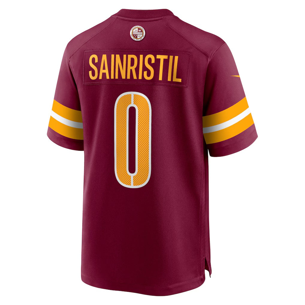 W.Commanders #0 Mike Sainristil Burgundy Fotopoulosg Game Jersey 2