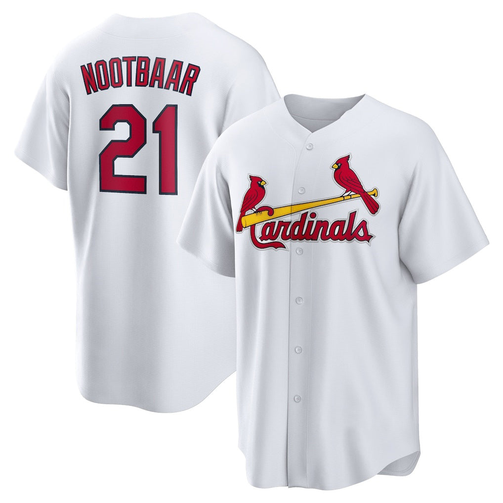 St. Louis Cardinals #21 Lars Nootbaar White Fotopoulosg Home Replica Jersey