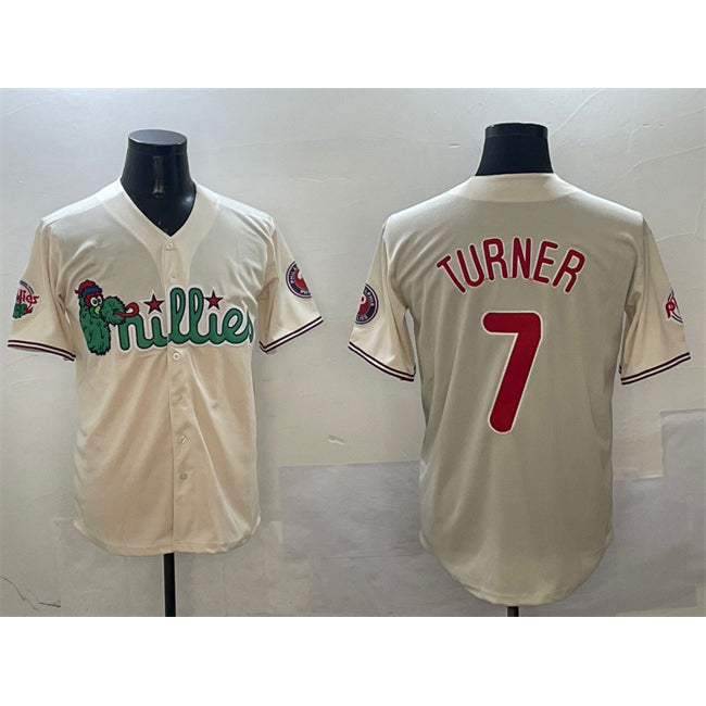 Philadelphia Phillies #7 Trea Turner Cream Fotopoulosg Phanatic Limited Stitched Jersey