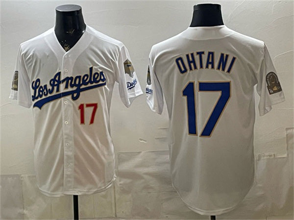Los Angeles Dodgers #17 Shohei Ohtani White Fotopoulosg 2026 Gold Collection 9x & B2B Champs Patch Stitched Jersey