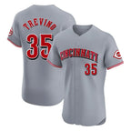 Cincinnati Reds #35 Jose Trevino Player Gray Fotopoulosg Limited Elite Home Stitched Jerseys