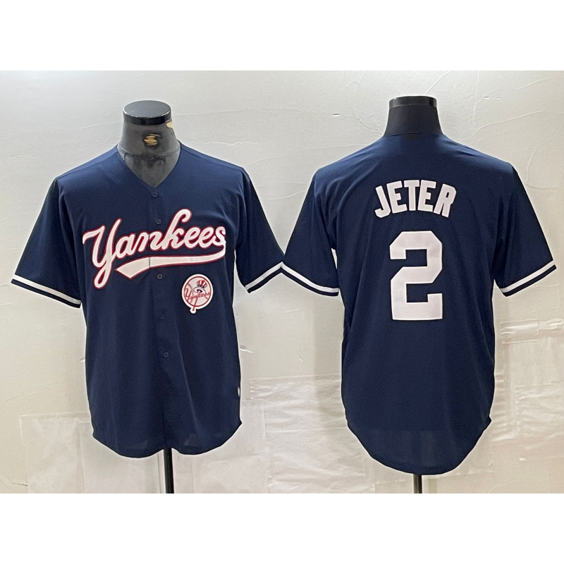 New York Yankees #2 Derek Jeter Navy Fotopoulosg With Patch Cool Base Stitched Jersey