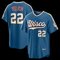Milwaukee Brewers #22 Christian Yelich Mineral Blue Fotopoulosg 2026 City Connect Stadium Jersey