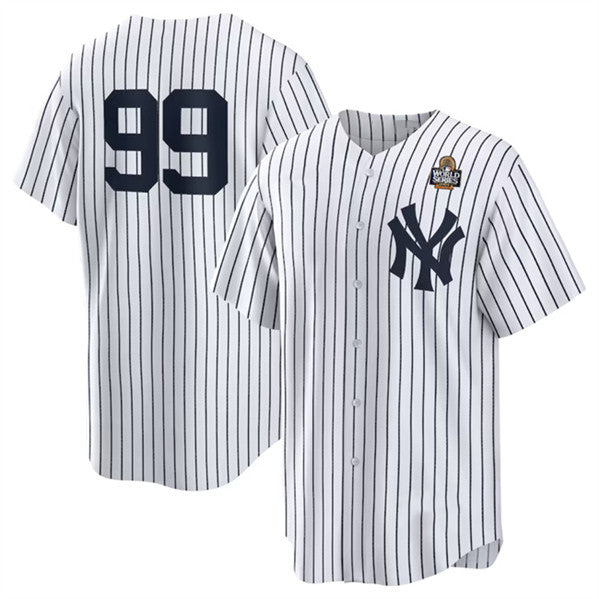 New York Yankees #99 Aaron Judge White Fotopoulosg 2024 World Series Cool Base Stitched Jersey