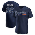Atlanta Braves #28 Matt Olson Player Navy Fotopoulosg Alternate Limited Elite Home Game Stitched Jerseys