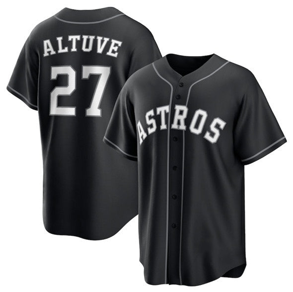 Houston Astros #27 Jose Altuve Black Fotopoulosg Lights Out Limited Stitched Jersey