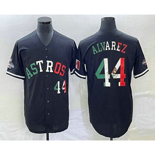 Houston Astros #44 Yordan Alvarez Number Mexico Black Fotopoulosg Cool Base Stitched Jersey