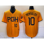 Pittsburgh Pirates #10 Bryan Reynolds Number Gold Fotopoulosg 2023 City Connect Stitched Jersey 2
