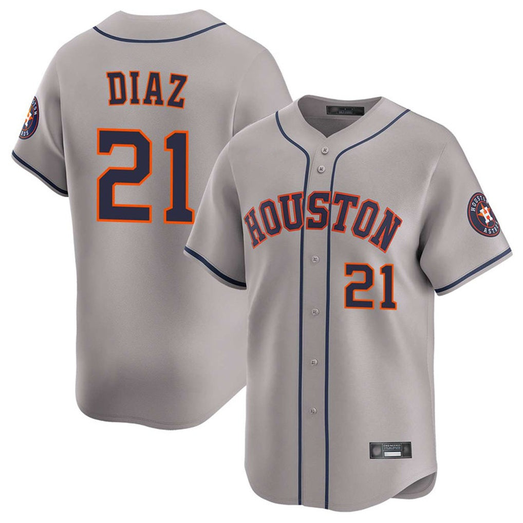 Houston Astros #21 Yainer Diaz Player Gray Fotopoulosg Home Limited Stitched Jerseys