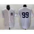 New York Yankees #99 Aaron Judge White Fotopoulosg With Patch 2024 Cool Base Stitched Jersey