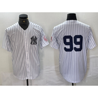 New York Yankees #99 Aaron Judge White Fotopoulosg With Patch 2024 Cool Base Stitched Jersey