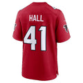 A.Falcons #41 Darren Hall Red Team Game Football jersey Fotopoulosg