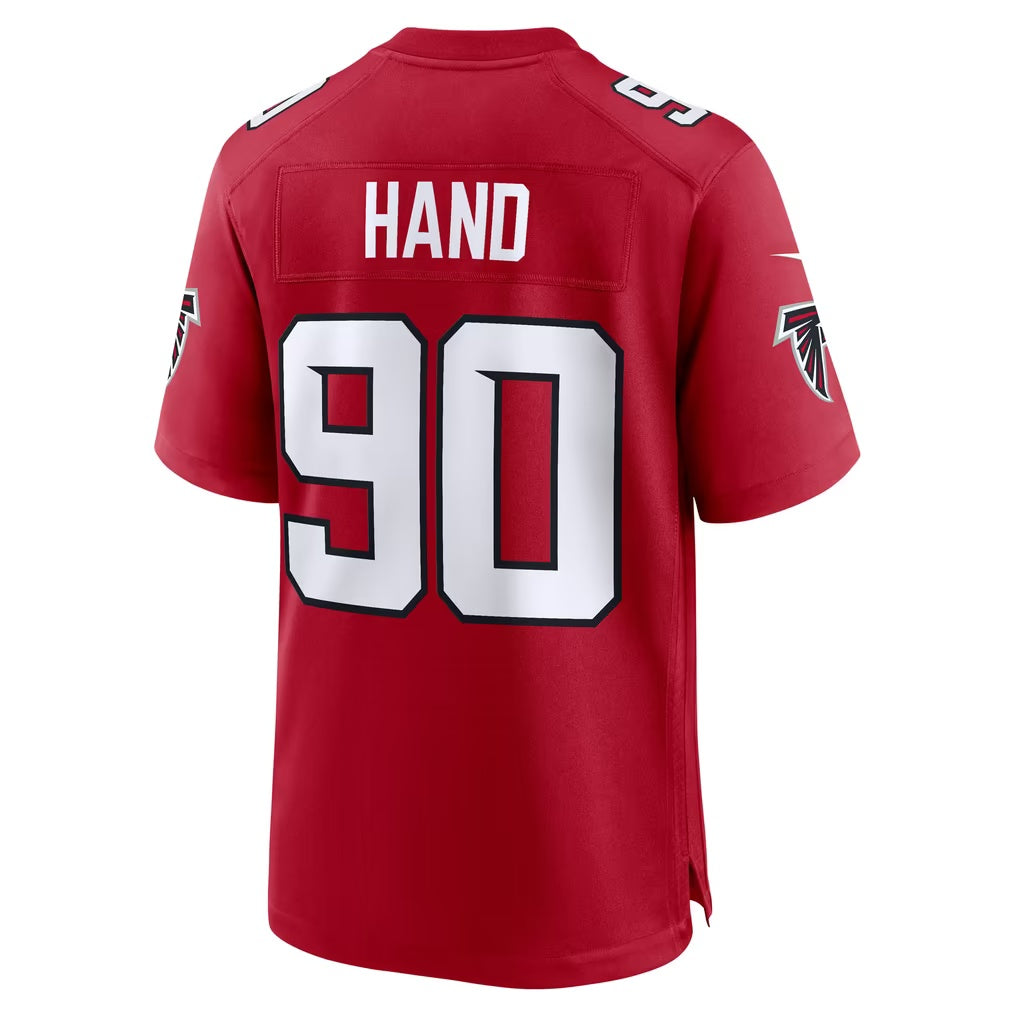 A.Falcons #90 Da'Shawn Hand Red Team Game Football jersey Fotopoulosg
