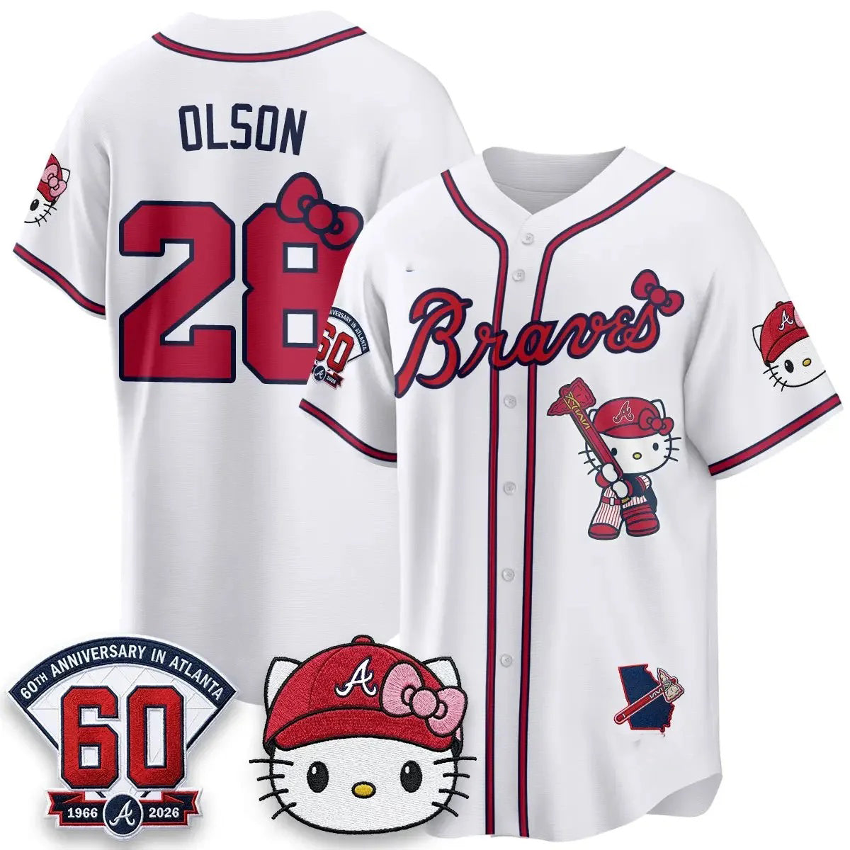 Atlanta Braves #28 Matt Olson White Fotopoulosg Meow KT 2026 Vapor Limited All Stitched Jersey