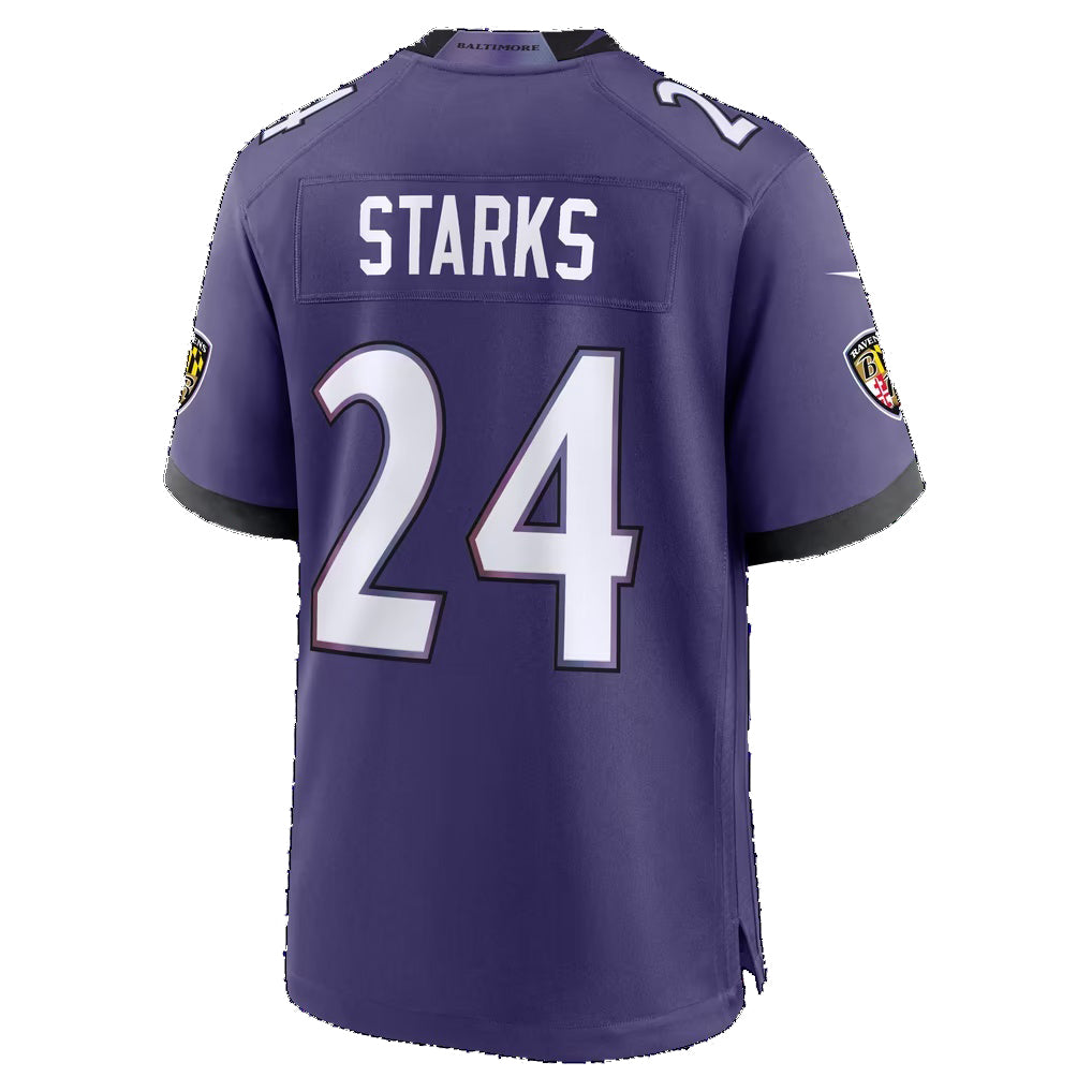 B.Ravens #24 Malaki Starks Purple Team Game Football jersey Fotopoulosg