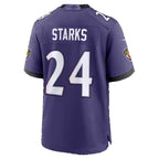 B.Ravens #24 Malaki Starks Purple Team Game Football jersey Fotopoulosg
